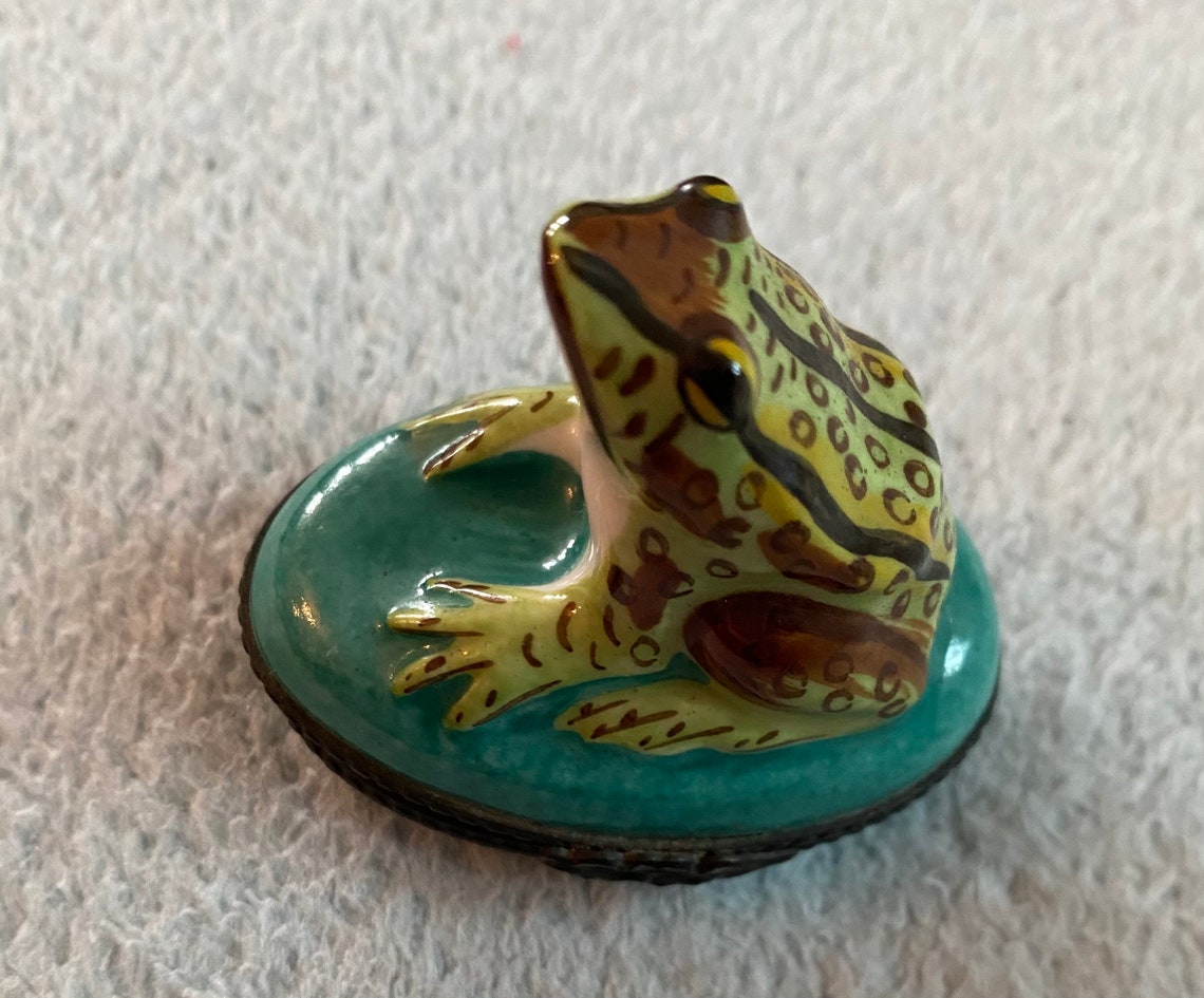 Limoges Frogs Trinket Box Various Green Shades Hand Painted Etsy