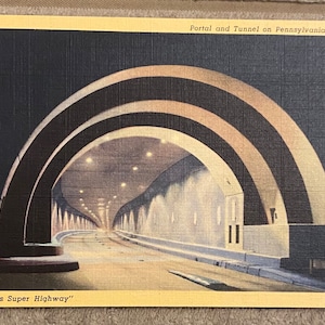 Ansichtkaart Pittsburgh Allegheny Mountain Tunnel, Fantastic View USA 1940 linnen ansichtkaart, ONGEBRUIKT