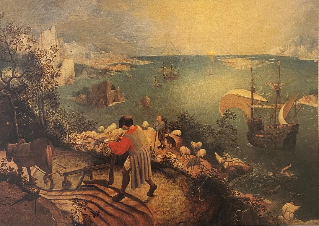 Vintage Museum Postcard // the Fall of Icarus, Peter Bruegel // Print ...