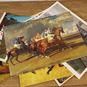 Postales de caballos de carreras, purasangres del artista Henry Koehler, Deauville, Oaklawn Race USA, Newmarket