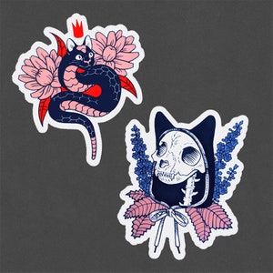 Dark Cats sticker set | Surreal Aesthetic vinyl sticker | Sticker art from Montreal