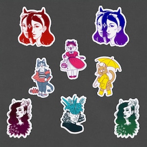 Surreal Cat & Daemon Vinyl Sticker Set - Montreal Art