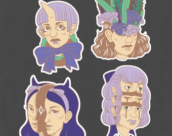 Surreal Girl Portrait Stickers | Vinyl Art Decal Set
