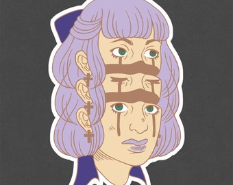 Surreal Triple Face Vinyl Sticker | Aesthetic Art