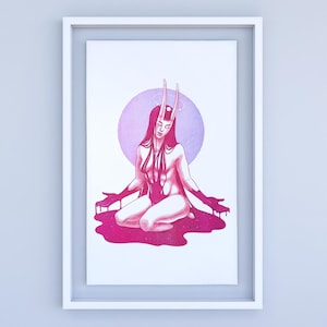 10x16&quot; Limited Edition Risograph | Dark fantasy feminine Art | Traditional art made in Montreal
