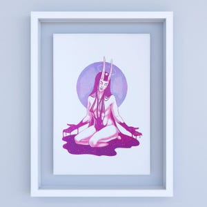 7x10&quot; Limited Edition Risograph | Dark fantasy feminine Art | Traditional art made in Montreal