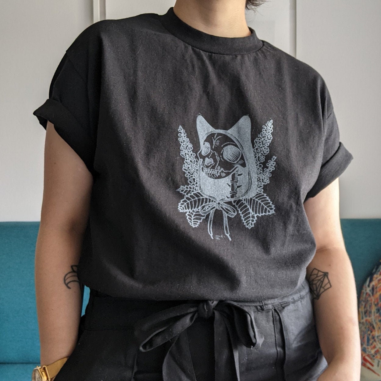 Hand printed T-Shirt Surreal Aesthetic Linocut on fabric | Etsy