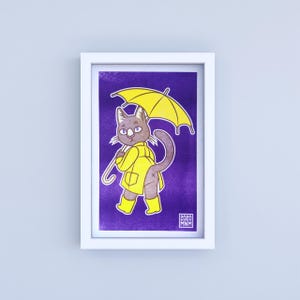5.5x8.5&quot; Limited Edition Risograph | Cute Cat Art | Traditional art made in Montreal