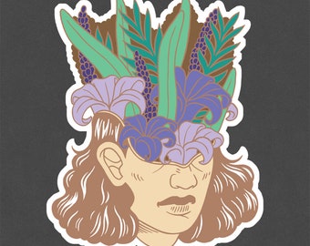 Mindscape Vinyl Sticker: Surreal Woman with Flowers Art