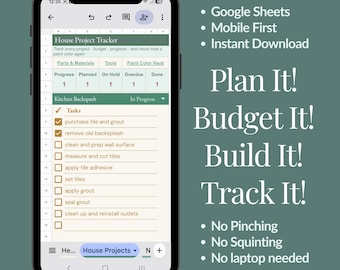 Home Renovation Project Tracker | Google Sheets Budget Planner (Mobile)