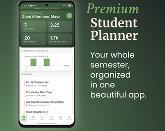 Premium Student Planner | GPA Tracker, Study Timer, Habit Tracker | Digital Planner App for iPhone & Android