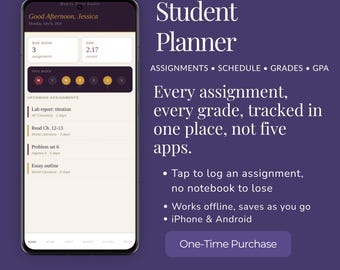 Planejador Estudantil | Calculadora de GPA, Rastreador de Tarefas | Horário de Aulas, Registro de Notas | Calendário Semanal e Mensal