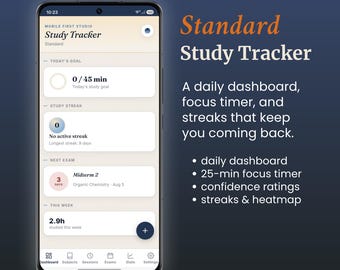 Standard Study Tracker | Student Planner for Exams | Digital Study Planner | Subject Tracker Session Log | College Study Organizer