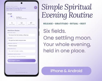 Simple Spiritual Evening Routine | Nightly Gratitude & Affirmation Ritual Planner | Moonrise Alignment Tracker | Digital Download for Phone