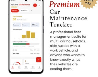 Car Maintenance Tracker | Fleet Management, Expense Log (iPhone/Android App)