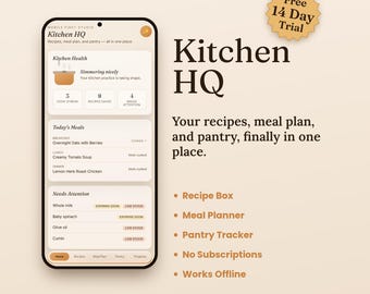 Kitchen HQ | Recipe Box, Meal Planner & Pantry Tracker, Digital Kitchen Organizer (iPhone/Android App)