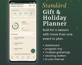Standard Gift & Holiday Planner | Gift Tracker, Gatherings, Season Checklist, Card Tracker | PWA App for iPhone and Android