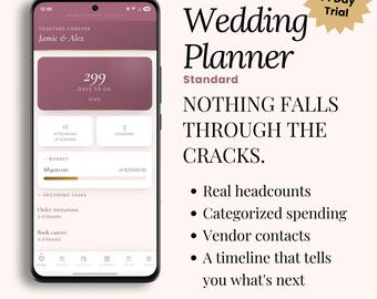 Wedding Planner App, Guest List, Budget, Vendor & Timeline Tracker (iPhone/Android App)