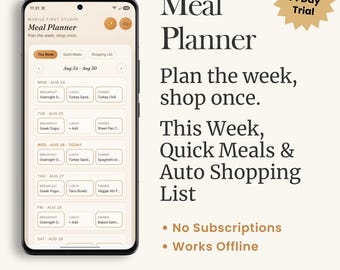 Weekly Meal Planner App | Auto Shopping List (iPhone/Android)