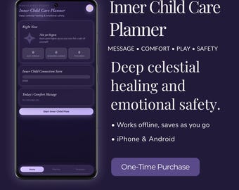 Planejador de Cura da Criança Interior | Diário de Rituais de Mensagens de Conforto | Rastreador de Sessões de Brincadeiras e Segurança | Aplicativo de Bem-Estar Emocional
