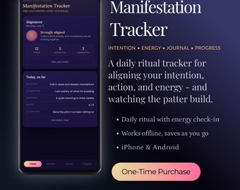 Rastreador de Manifestações | Planejador da Lei da Atração | Quadro de Visão e Diário de Metas | Aplicativo de Rituais Diários