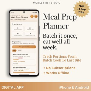 Meal Prep Planner App | Track Batch Cooking Portions & Use-By Dates (iPhone/Android App)