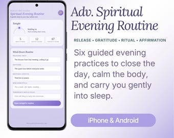 Advanced Spiritual Evening Routine Tracker | Nightly Wind‑Down Rituals | Guided Reflection & Sleep Prep Planner | iPhone Android Phone App