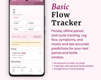 Básico: Rastreador de Período Menstrual Privado | Calendário e Previsões do Ciclo | Registro Menstrual Digital para iPhone e Android