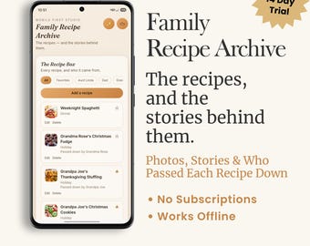 Family Recipe Archive App | Save Recipes With Photos & Stories, Digital Keepsake, No Subscription