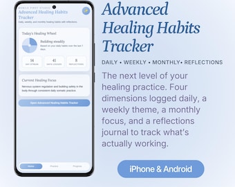 Advanced Healing Habits Tracker | Daily Weekly Monthly Wellness Planner | Self Care Reflection Journal | Digital App for iPhone & Android