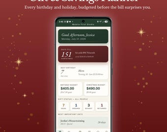 Planejador de Orçamento para Presentes e Economias | Controle de Orçamento para Aniversários e Natal | Calculadora de Economias Mensais | Organizador de Lista de Desejos e Presentes