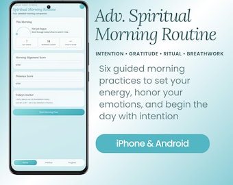 Advanced Spiritual Morning Routine | Daily Ritual & Intention Planner | Gratitude Practice Breathwork Tracker | Digital Wellness Phone App