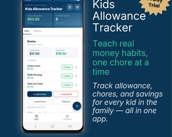 Kids Allowance Tracker | Chores & Savings for Kids | No Subscription | iPhone/Android App