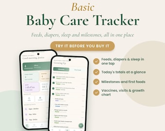 Baby Care Tracker App, Feeds, Diapers, Sleep, Milestones (iPhone/Android)