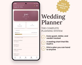 Wedding Planner App | Guest List | Budget | Vendor Tracker | Seating Chart | (iPhone/Android)