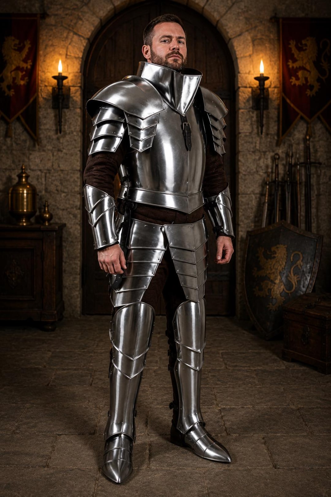 Full Knight Armor Suit – 18 Gauge Steel Plate Armour, Medieval LARP ...