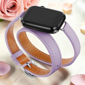 Double Loop Leather Apple Watch Band – Slim Elegant Strap (All iWatch Sizes)