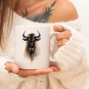 Ceramic Mug with Gnu Motif Perfect as a Gift for Parents, Friends, and Animal Lovers