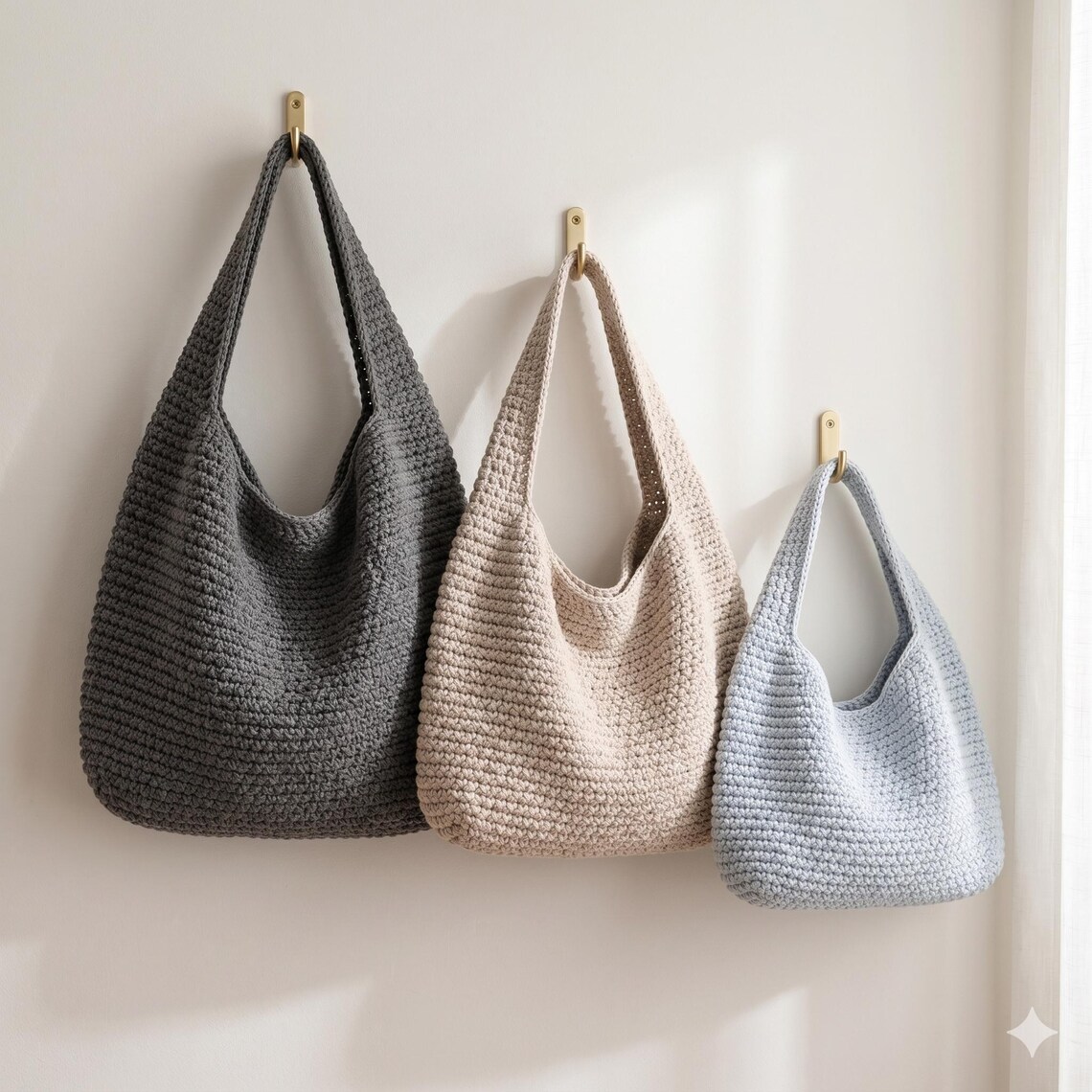 Crochet Hobo Bag Pattern PDF, Slouchy Tote, Easy Slouchy Purse, 3 Sizes ...