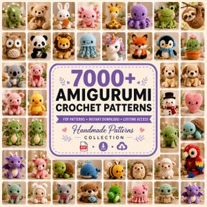 7000+ Amigurumi-virkmönster i PDF-format | Virkmönster för söta djur | Nybörjarvänliga plyschmönster | Direktnedladdning