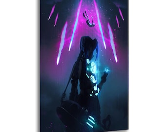 Arcane Jinx Neon Silhouette League of Legends Anime Painting On Canvas Wall Art Poster Picture Print Living Room Walls Decor Home Posters