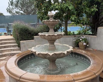 Classic Stone-Look 3-Tier Garden Fountain, Outdoor Water Feature, Patio Statement Piece