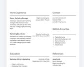 Minimalist Two Column Resume Template | Modern CV for Canva (Instant Download)
