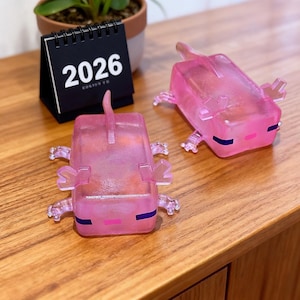 Transparent Rosa Axolotl Squishy Fidget Leksak Stressboll för Vuxna