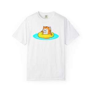 Camiseta con flotador y diseño de gato tigre / Colores cómodos / Regalo para amantes de los gatos / Estilo Kawaii japonés