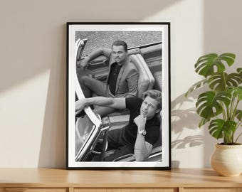 Vintage Leonardo DiCaprio Brad Pitt Print, Celebrity Actor Poster, Fine Art Photography Wall Art, Black and White Iconic TV Movie