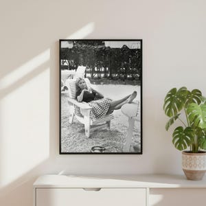 Vintage Brigitte Bardot Smoking Print, Luxury Model Fashion Poster, Fine Art Photography Wall Art, High Society Black and White Decor image 2