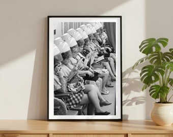 Vintage Girls Beauty Salon Print, Luxury Model Fashion Poster, Fine Art Photography Wall Art, Black and White Decor