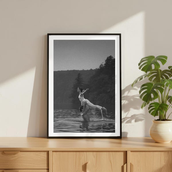 Vintage Dirty Dancing Print, Patrick Swayze and Jennifer Grey Celebrity Poster, Fine Art Photography Wall Art, Black and White, Iconic Movie