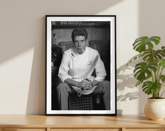 Vintage Anthony Bourdain Print, Icon Legend Poster, Fine Art Photography Wall Art, Black and White Chef Decor